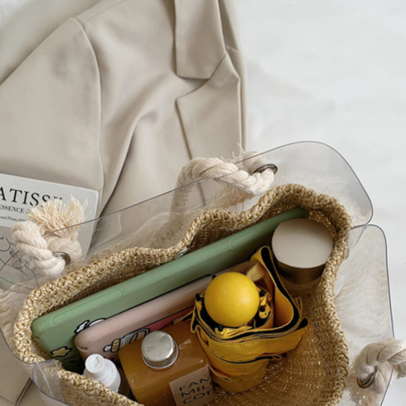 Женская Соломенная тканая вместительная сумка-тоут, повседневный винтажный саквояж на плечо для сына и матери, дорожная сумка под подмышку, лето