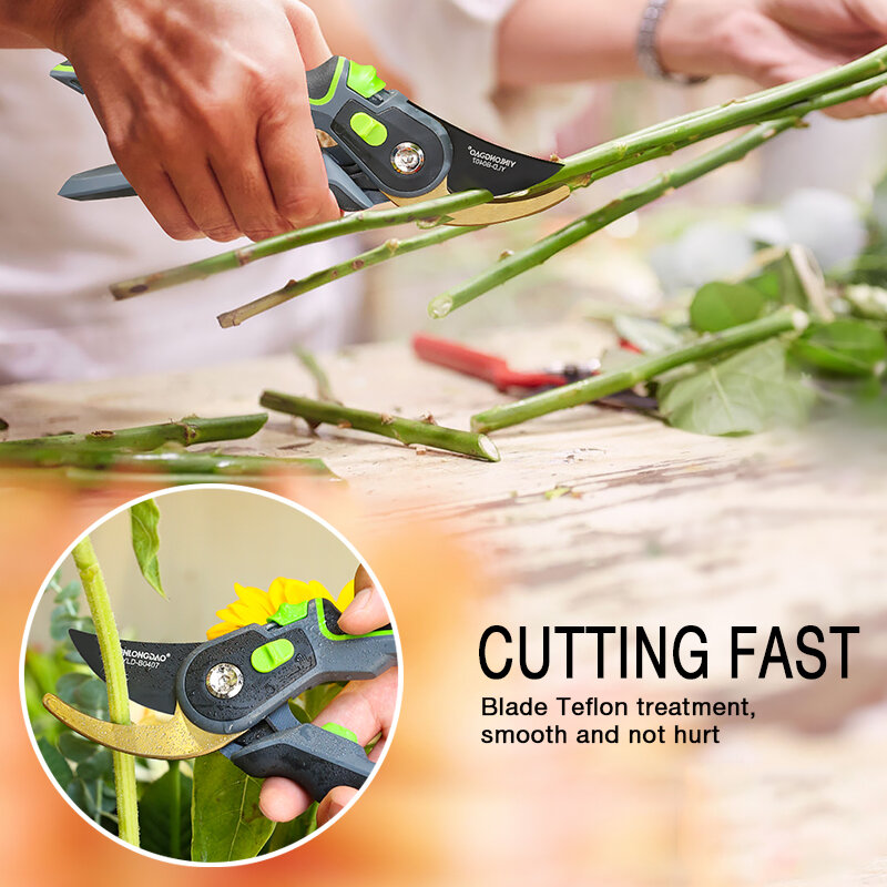 AI-ROAD Shears Pruner Secateurs Pruning Scissors Bypass Sharpener Clippers Garden Tool Bonsai Flower Cultivating Snip Floral