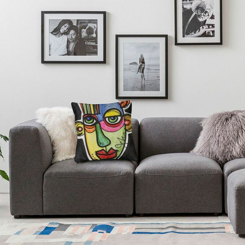Picasso Sarung Bantal Poliester Linen Beludru Kreatif Zip Dekorasi Rumah Sarung Bantal 45x45