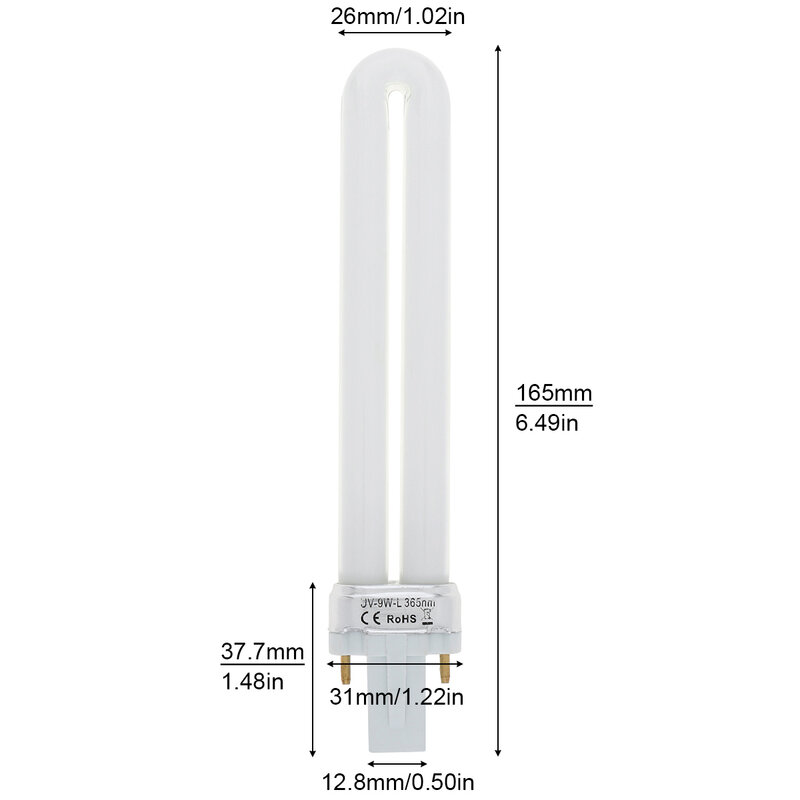Lámpara UV de 9W para manicura, tubo de 365nm, secador de uñas, lámpara de curado, herramienta de repuesto, suministros de lámpara