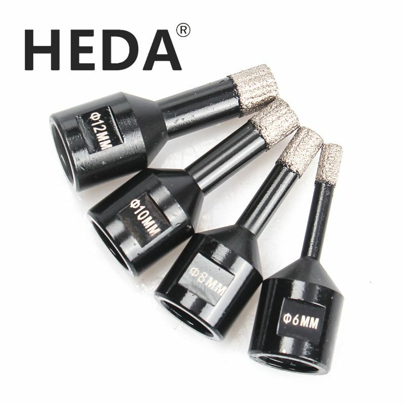 Алмазная пила для сверления отверстий HEDA 6-12 мм, резьба M14, для сухого вакуумного пайки, сверла для керамической плитки, сверла для гранита, мрамора
