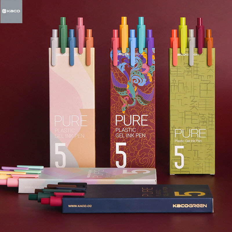 Kaco-bolígrafos retráctiles de Gel de colores surtidos, tinta de Color de 20/10 MM, escritura suave para diarios, cuadernos, planificador, dibujo, papelería, 0,5 unidades