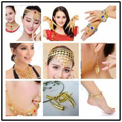Indyjski taniec brzucha imitacja rubinu kolczyki w nosie naszyjnik Avalokitesvara egipt taniec obręcz kolczyk złota moneta bransoletka biżuteria do ciała