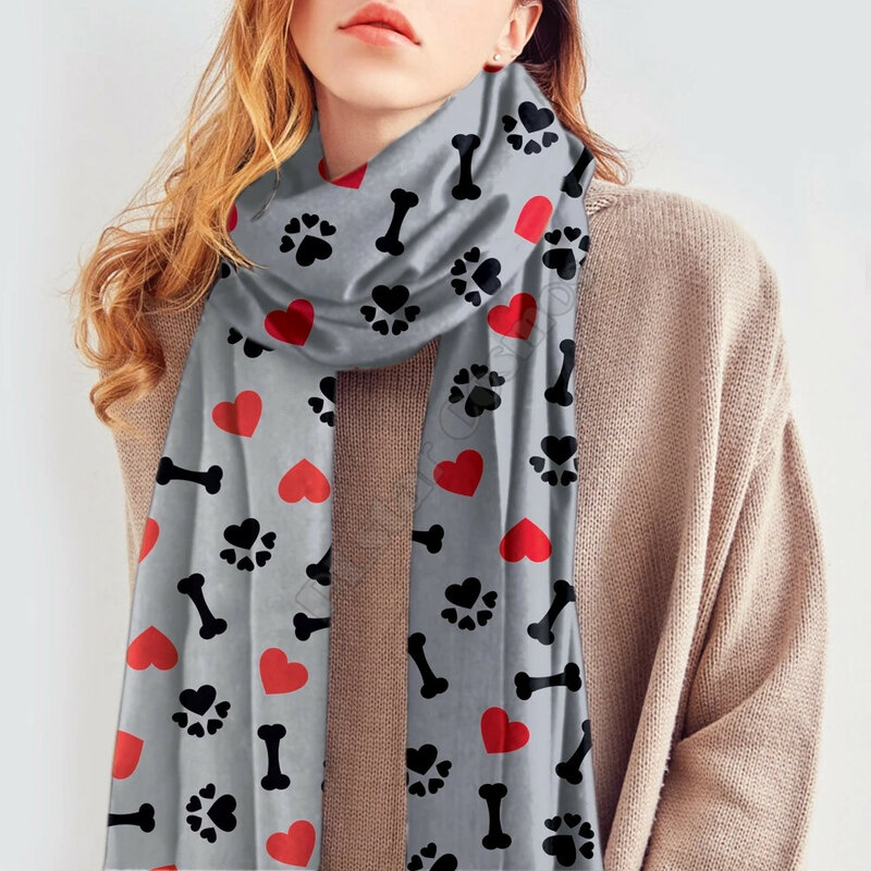 キーズ3Dプリントイミテーションカシミヤスカーフ,暖かい冬の厚手のスカーフ,面白い犬のショール03