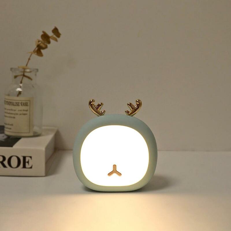 GloryStar Linda mascota venado noche luz conejo conejito táctil continuo USB recargable lámpara de mesa decoración del hogar