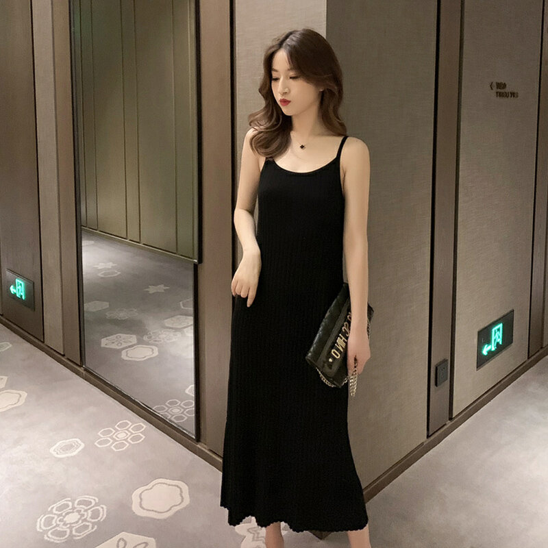 VICONE new spring and summer knit dress female joker dress with shoulder-straps Dress