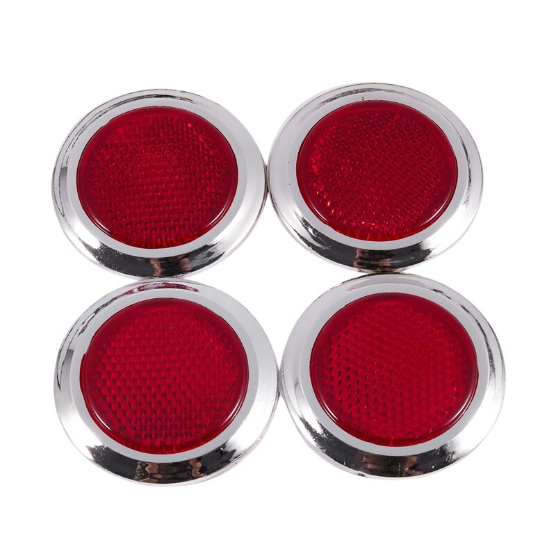 Reflector reflectante redondo de plástico para coche, pegatina roja, 4 piezas