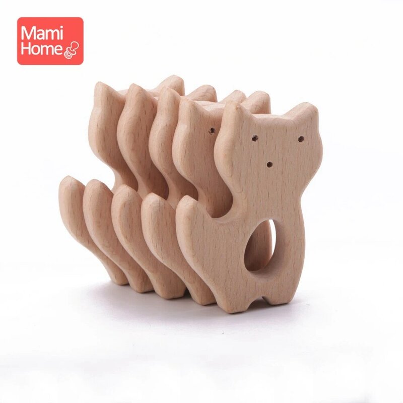 7pc Baby Wooden Teether Beech Pacifier Pendant BPA Free Wood Teether Rodent Animal Teething Necklace Children's Good Nurse Gift