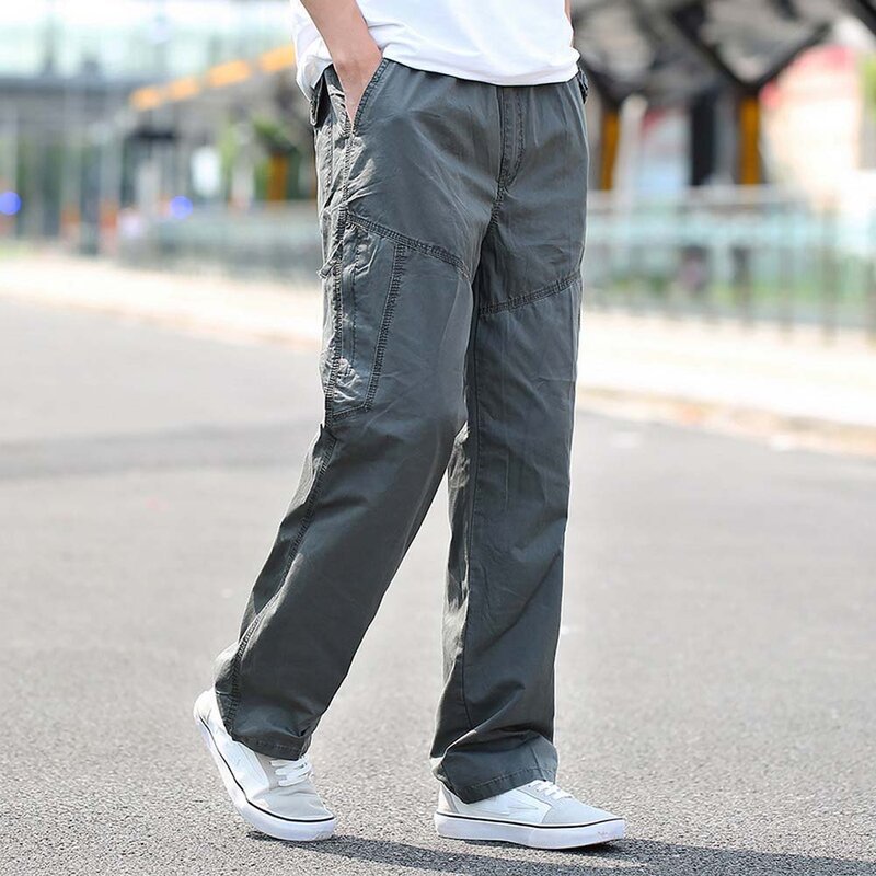 Calça folgada, plus size, 6xl, masculina, cargo, perna larga, militar, tática, de alta qualidade, casual, streetwear 6xl