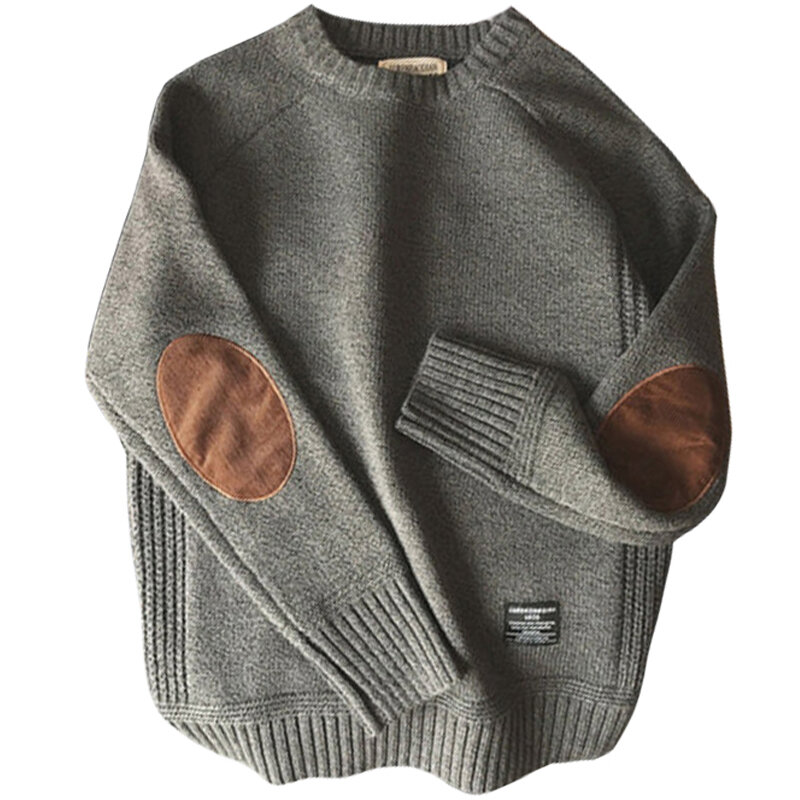 Новинка, Мужской пуловер, свитер, модный дизайнерский Вязаный Свитер оверсайз с нашивками, уличная одежда в стиле Харадзюку, толстые повседневные шерстяные пуловеры с круглым вырезом