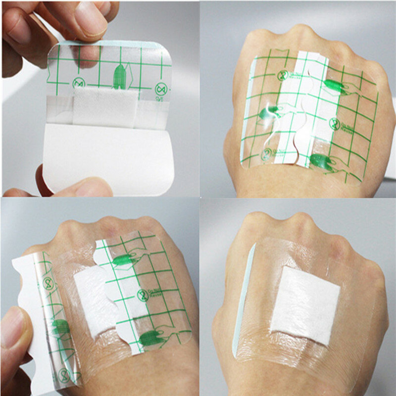 Médico primeiros socorros bandagem, fita transparente, adesivo gesso, impermeável ferida Hemostasia adesivo banda, kit de emergência, 10pcs por lote