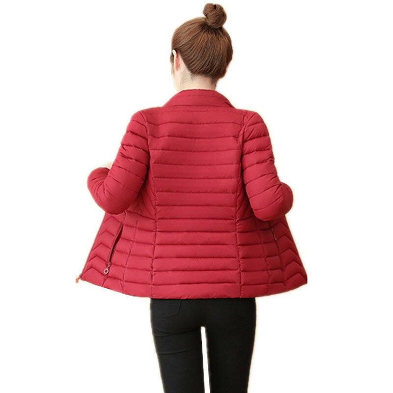 Uhytgf casaco de inverno feminino parka fino sólido com capuz casacos L-6XL tamanho grande curto feminino fino algodão acolchoado básico topos x448