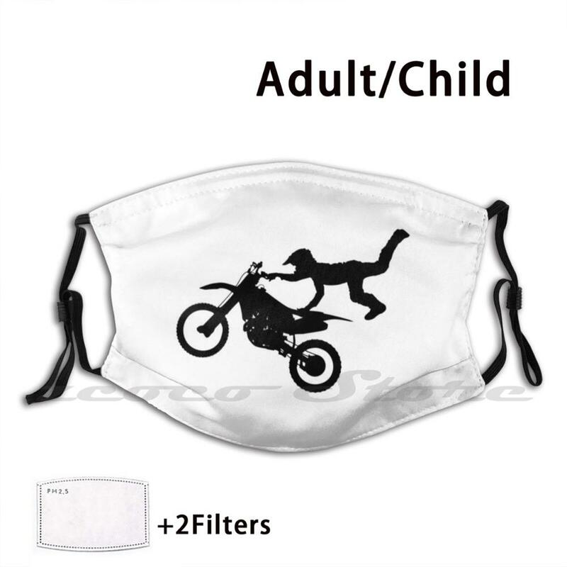 ¡Viene! Mascarilla lavable para adultos y niños, máscara con filtro Pm2.5, Logo creativo, casco de acrobacia para motocicleta, Motocross, estilo Salto, bicicleta, color negro