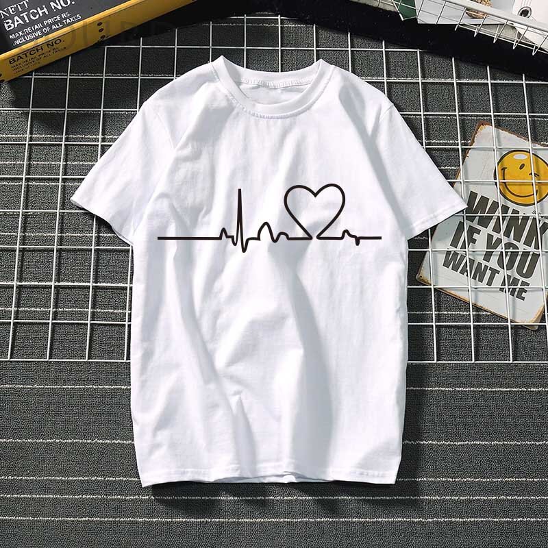 T-shirt femme, estival et féminin, avec image de coeur, amour, ulzzang, Harajuku, 2023