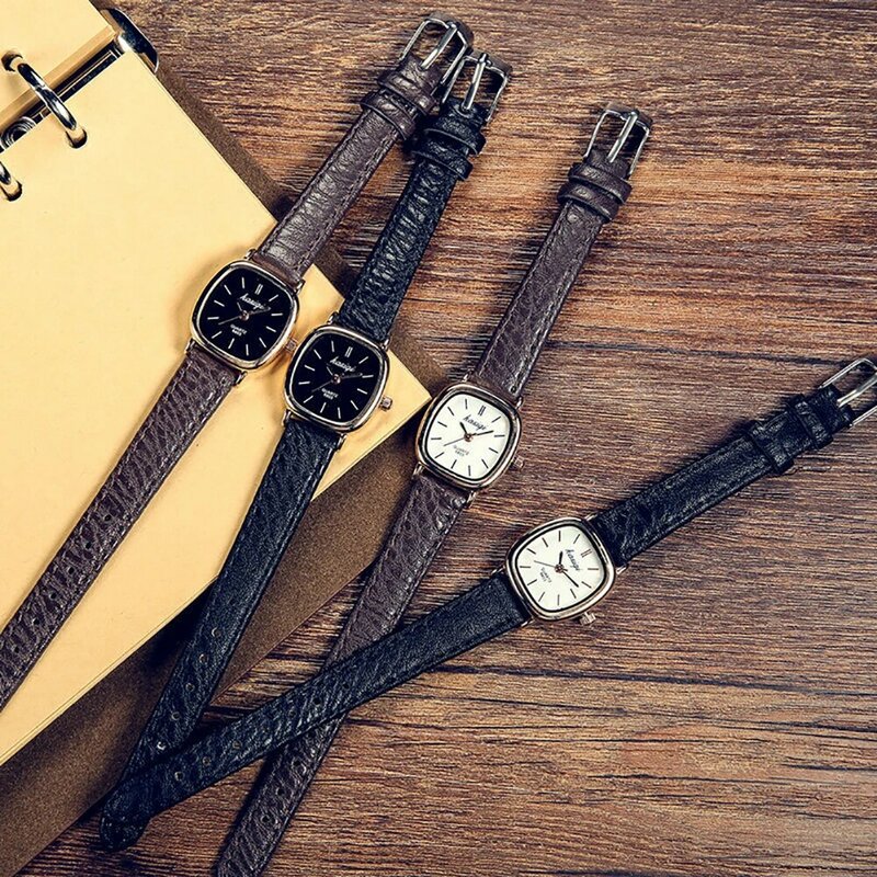 Quadrado do vintage fino falso couro banda unisex quartzo analógico casal relógio de pulso senhoras vestido relógios presente luxo