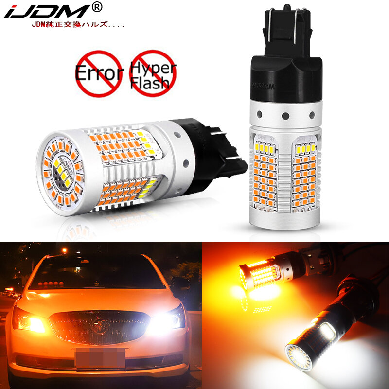 IJDM Switchback LED żarówka do kierunkowskazów/DRL światła samochodowe T20 Led 7443 W21/5W 1157 BAY15D P21/5W T25 3157 P27/7W bez Hyper Flash LED