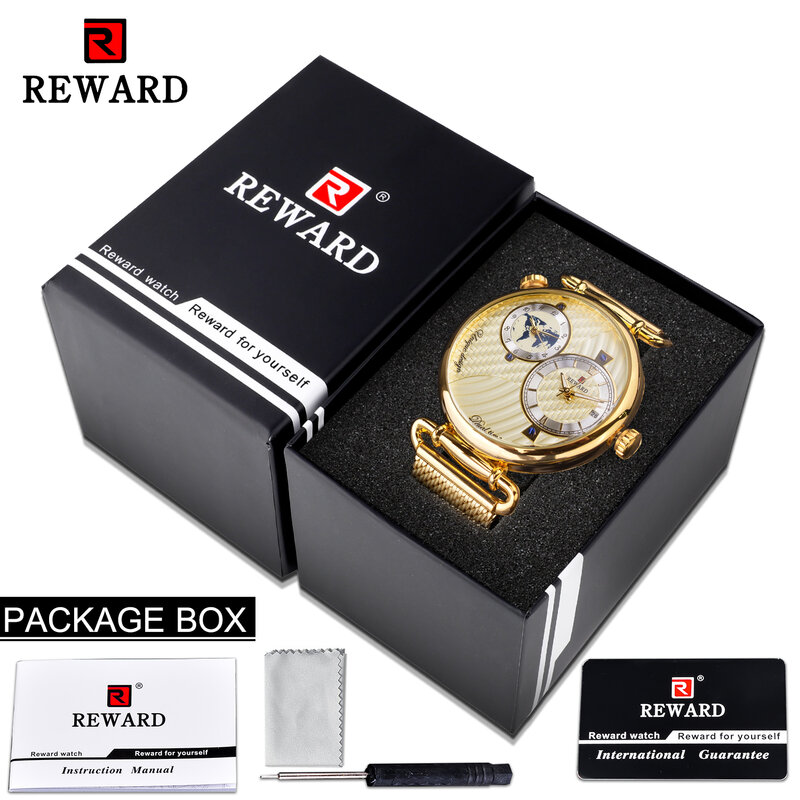 Männer Uhren Neue Luxus Top Marke BELOHNUNG Gold Uhr für Business Quarz Wasserdichte Armbanduhr mit Geschenk Box Montre Homme