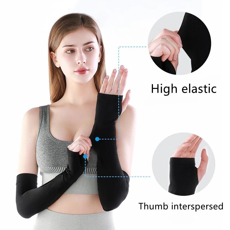 Ice Fabric Arm Sleeves Warmers Sun UV Protection Running Cycling Sunscrees Bands for Women Cool Summer Outdoor  Cover Unisex