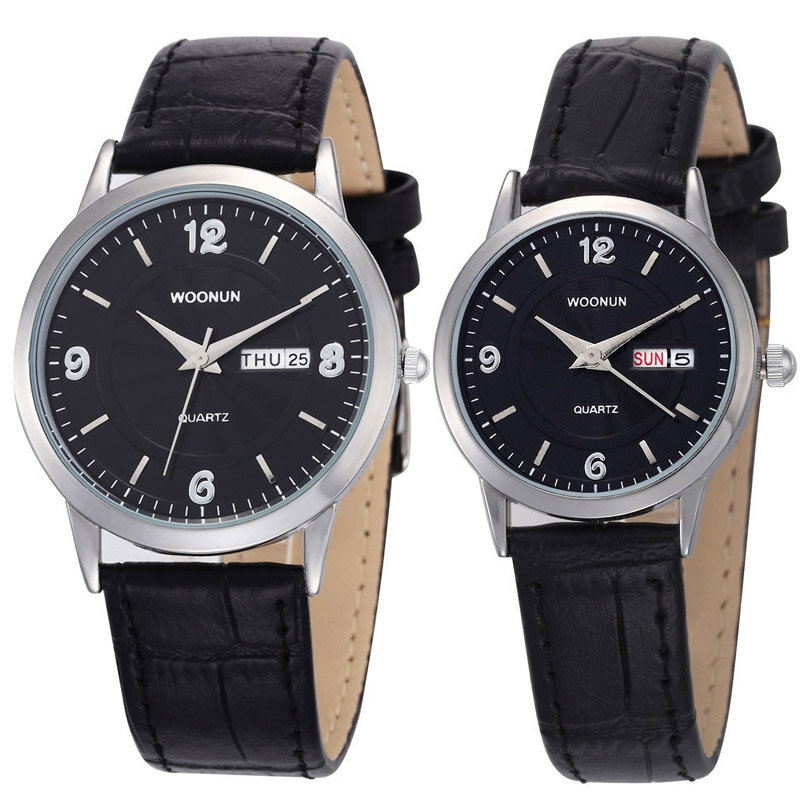 男性と女性のための革のクォーツ時計,ファッショナブルなカジュアルスタイルの時計