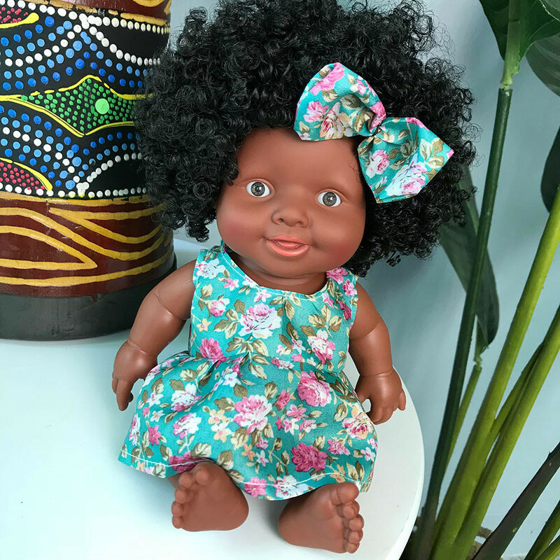Fashion Baby Explosive Head African Doll Toy Children's day Hot Sale Best Gift Movable Joint Plastic 10Inch Doll Educational Toy