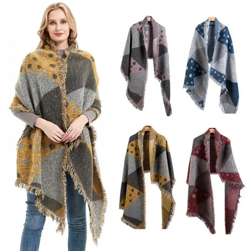Moda feminina cachecol longo xadrez xales inverno quente treliça grandes cachecóis cobertor scarfs para mulher engrossar longo borla xale