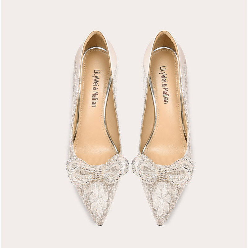 Zapatos de tacón alto con diamantes de imitación para mujer, calzado de Boda nupcial, talla grande, talla pequeña, combina con todo, Primavera