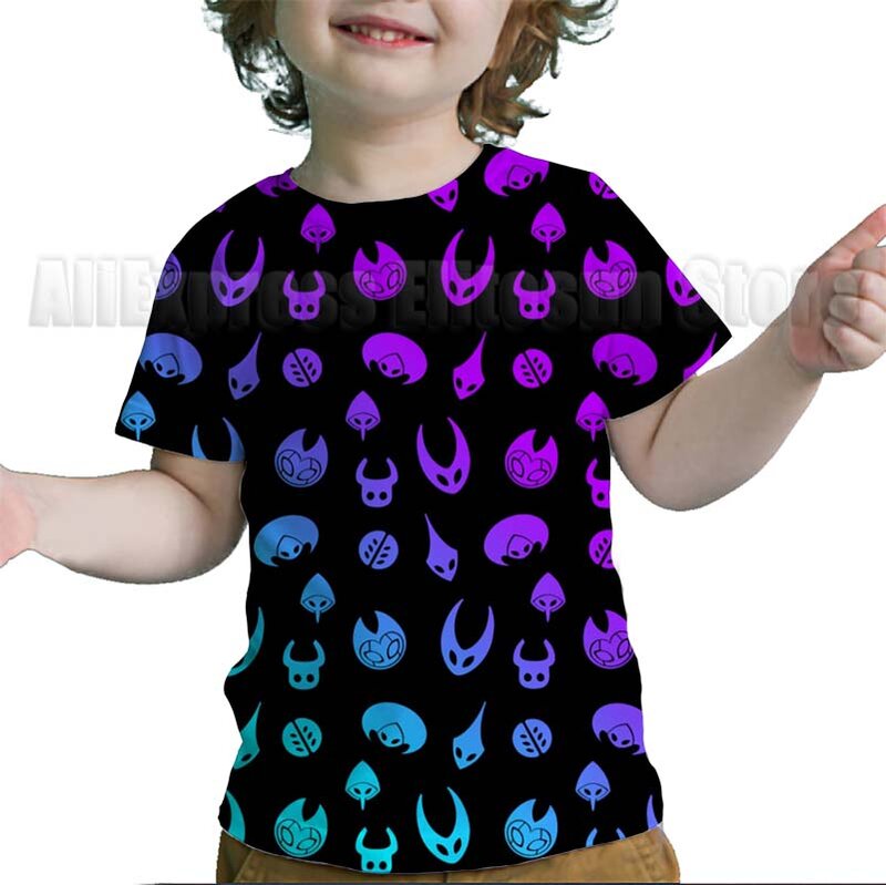 키즈 3D 할로우 나이트 티셔츠, 뉴 여름 어린이 만화 티셔츠, 유아 애니메이션 티셔츠, 남아/여아 티 탑스, 스트리트웨어 의류