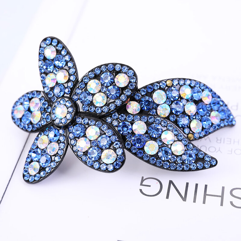 New Rhinestone Spring Barrettes Flowers Hairpins Women Hair Clips Crystal Headband Hairgrips Styling Ponytail Hair Accessories