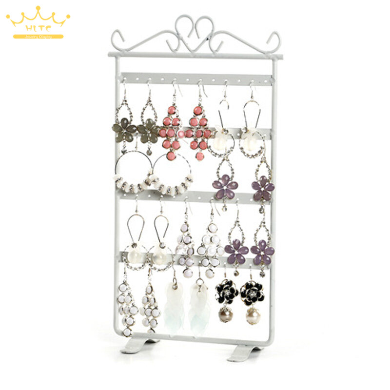 Earring Holder 48 Holes Metal Jewelry Storage Stand Metal Mounted Earring Necklace and Bracelet Display Stand