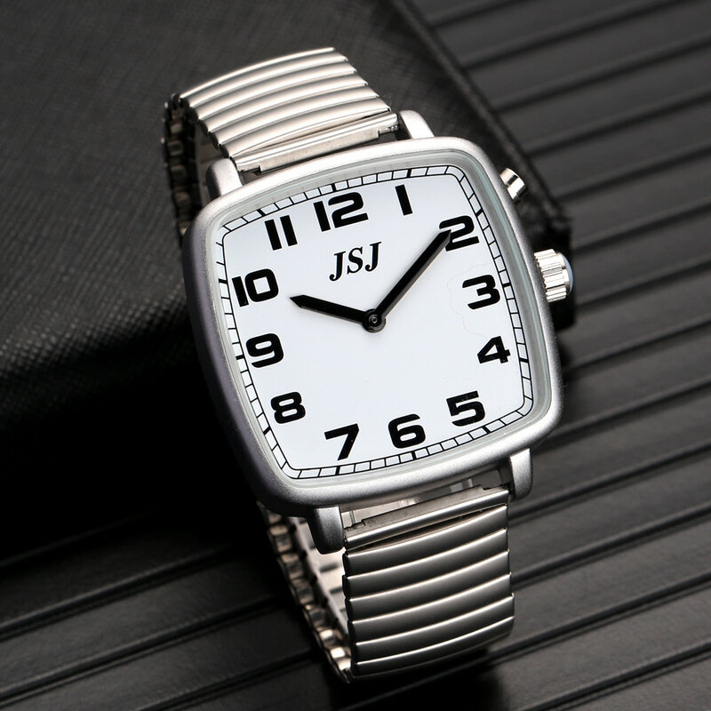 Квадратные французские говорящие часы с будильником, датой и временем разговора, белый циферблат TFSW-17