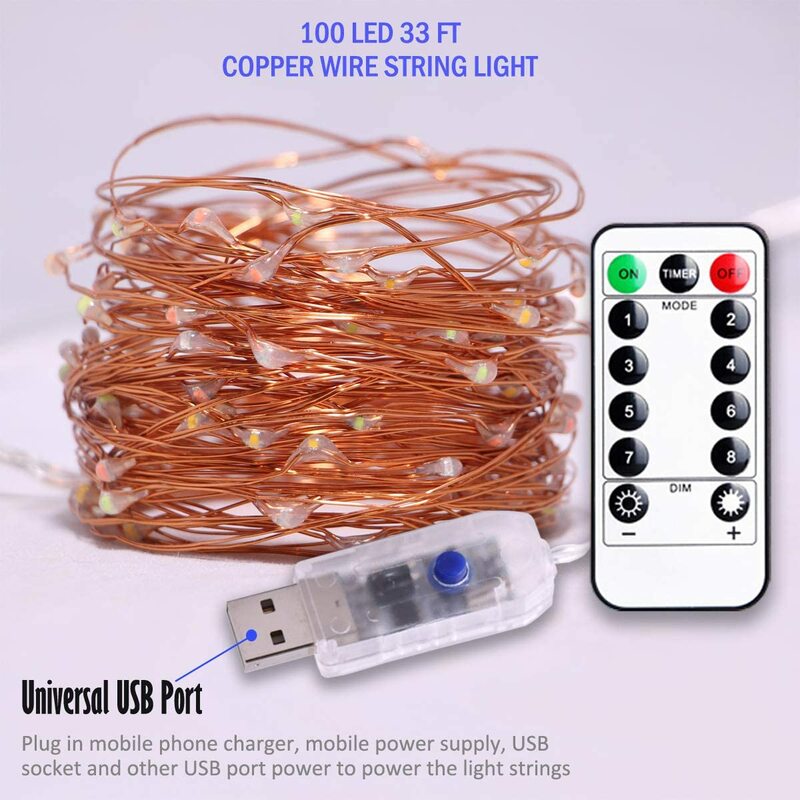 String Lights Fairy Led USB 8Mode 5/10M/20M 50/100/200LED WithRemote Control Garlands Home Wedding Christmas Holiday Decor Lamps