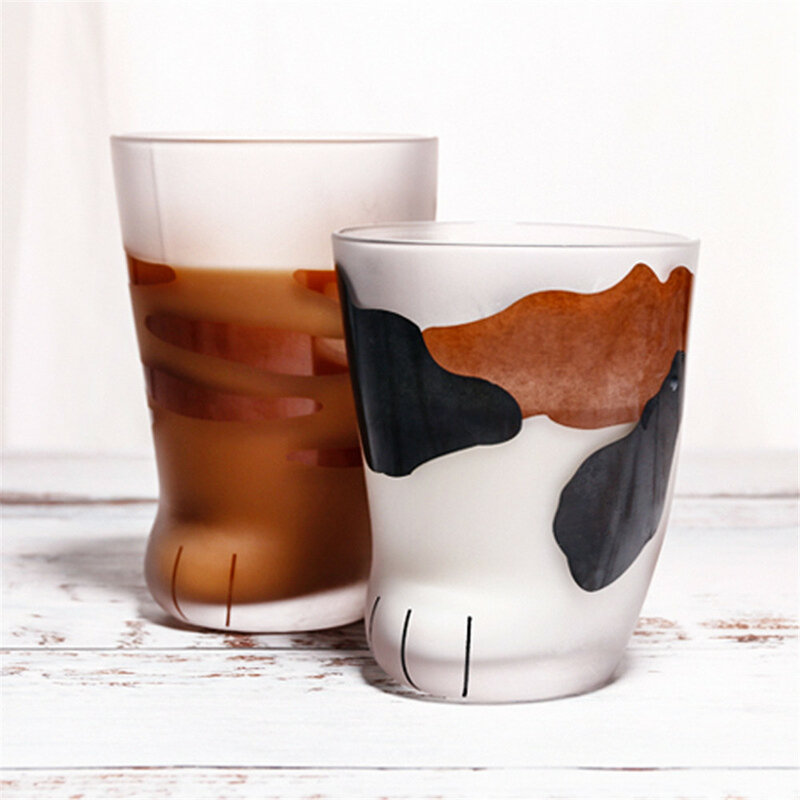 Cat Paws Coppe Creativo Bicchieri di Vetro Carino Gatti Zampe Tazza Ufficio Tazza di Caffè Tumbler Colazione tazza di Latte Tazza di Porcellana Con Il Gatto Cucchiaio 5