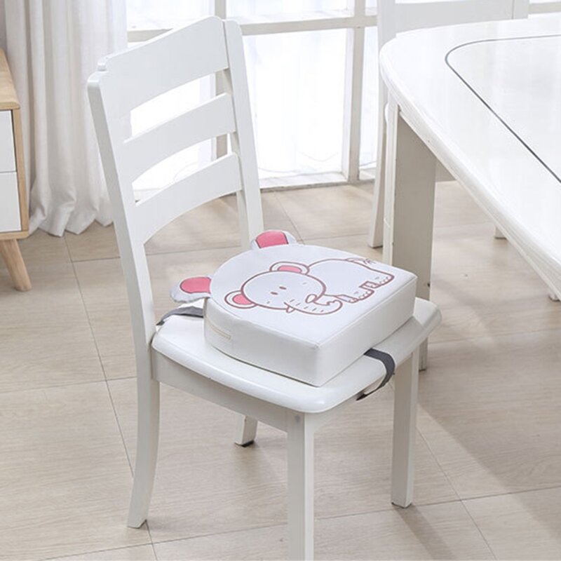 D0AF-cojín de esponja para silla alta portátil de cuero PU, elevador ajustable, desmontable, cojín de esponja para asiento para niños pequeños y bebés