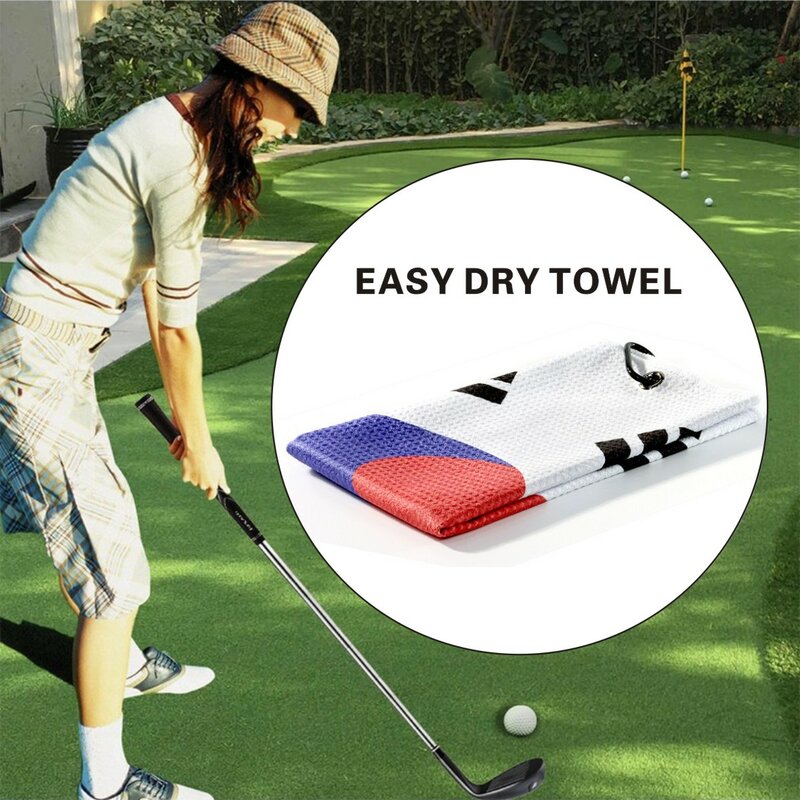 Coreia Bandeira Golf Toalha, Quick Dry, Toalha de Praia de Algodão, Soft respirável Sports Towel, Heavy Duty, Mosquetão Clipe