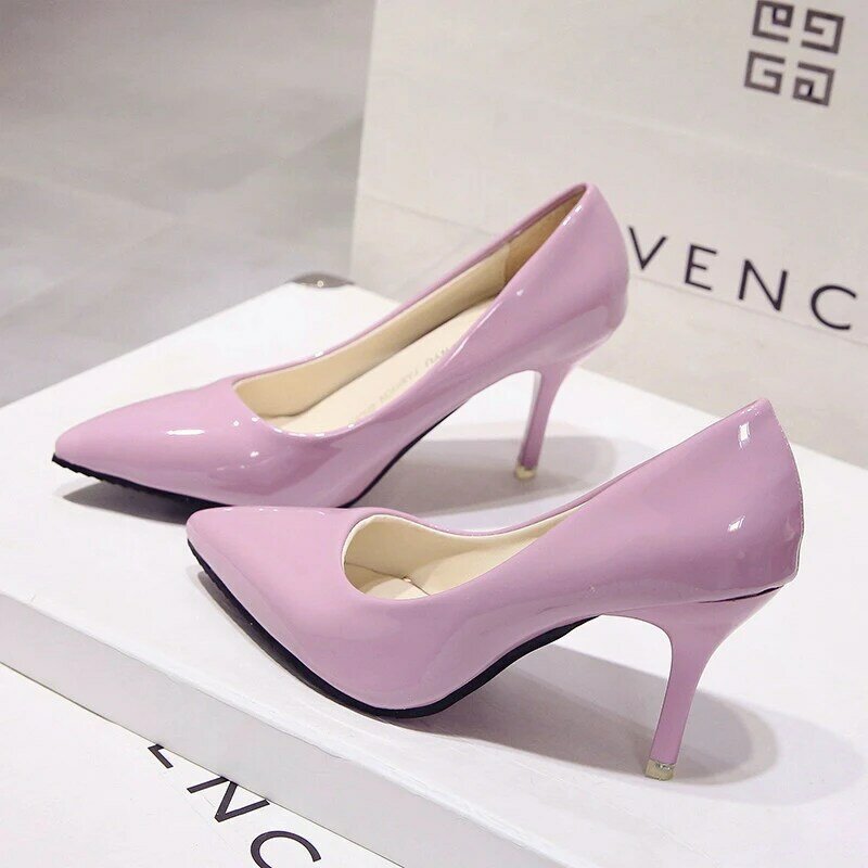 Korean version of the new fashion wild pointed high heels multi-color large size personality ladies high heels
