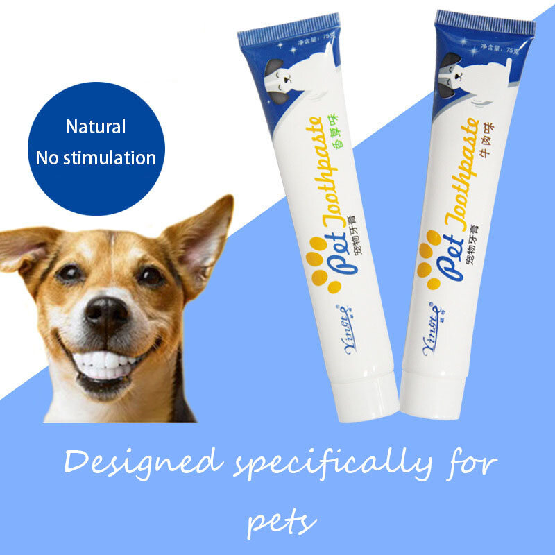 Pet Dog Cat Toothpaste Finger Tooth Back Up Brush Care Puppy Vanilla/Beef Taste Dog Grooming Supplies Oral Cleaning and Care1PCS