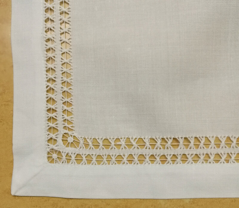 St of 4 White Double Hemstitched Linen Placemats 10x14-inch placemat set will set the stage for an elegant lunch or dinner