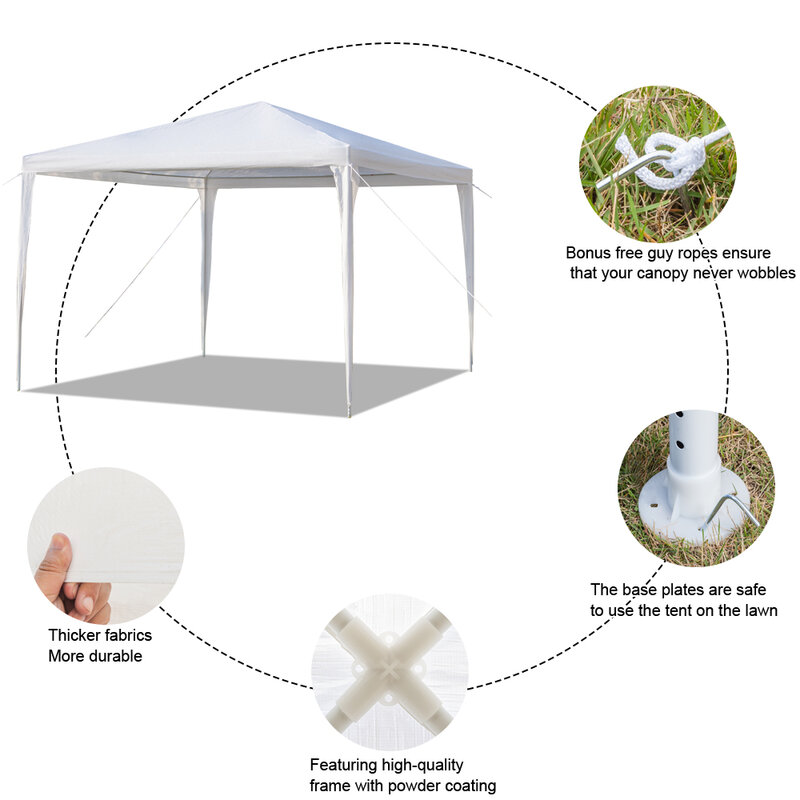 Pavillons Schatten 3X3m Wasserdichte Zelt mit Spirale Rohre Weiß Garten Zubehör Outdoor Zelte für Veranstaltungen Markise Dropshipping