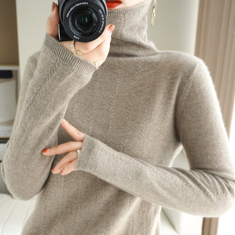 Maglione dolcevita Pullover da donna autunno e inverno maglione Base sottile manica Iong versione coreana della nuova moda allentata calda