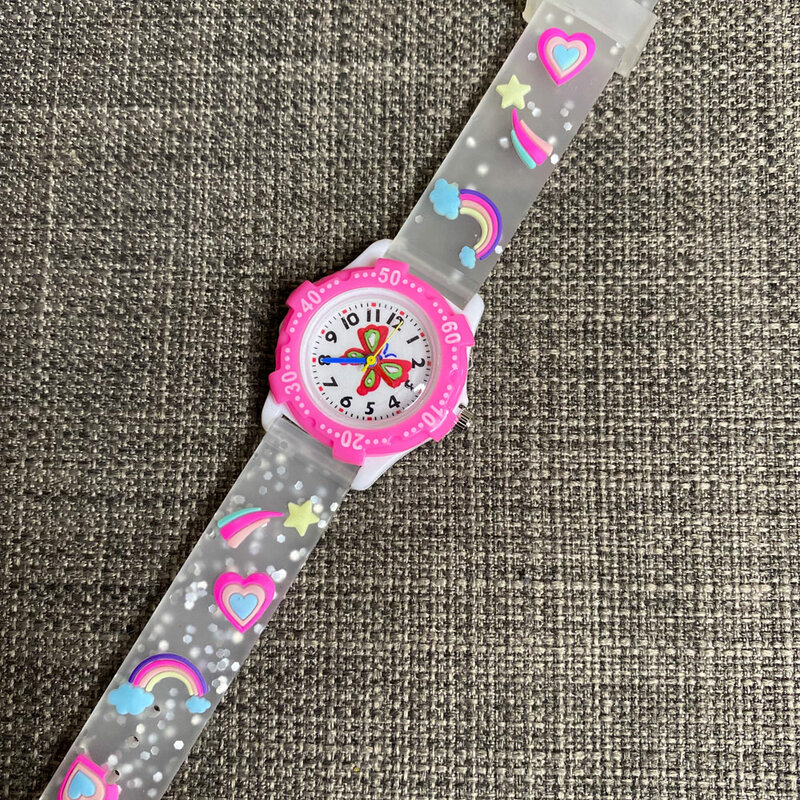 Reloj con dibujos de mariposa para niños, pulsera de silicona con correa de cuarzo, informal, rojo, blanco, rosa, 2021