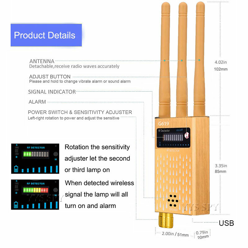 3 antenne Professionelle G619 Anti Spy Detektor RF CDMA Signal Finder Für GSM Bug GPS Tracker Drahtlose Versteckte Kamera Abhören