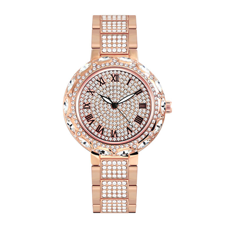 BS 새로운 전체 다이아몬드 여성 시계 크리스탈 숙녀 팔찌 손목 시계 시계 relojes 석영 숙녀 시계 여성 149935