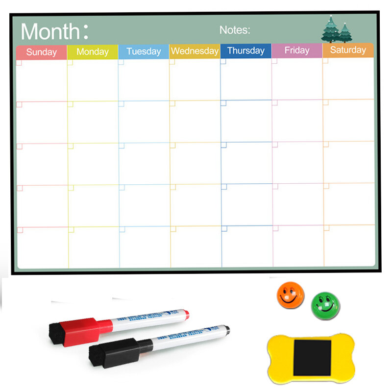 A3 Size Magnetische Board Maandelijkse Kalender, Droge Wissen Whiteboard Tekening Voor Keuken Thuis Koelkast Koelkast Wekelijkse Schaafmachine