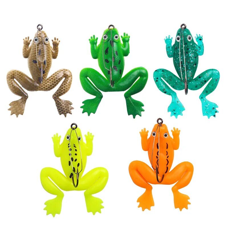 5pc Hot Sale New 6cm/5g Fishing Lure Artificial Fishing Silicone Bait Frog Lure with Hook Soft Fishing Frog Lures Fishing Tackle