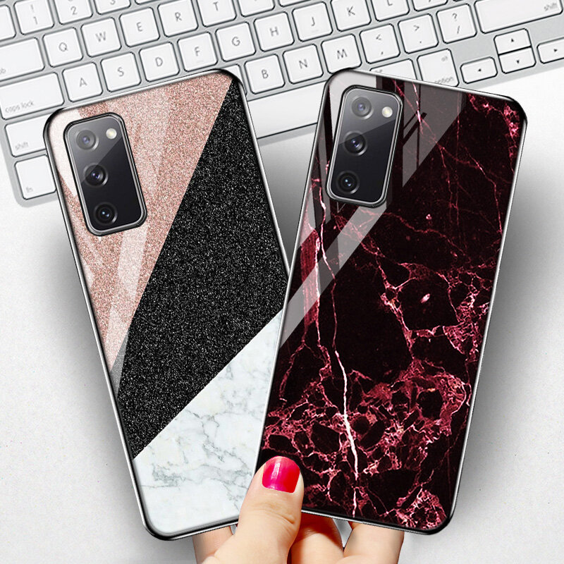 Marmer Gehard Glas Case Voor Samsung S21 Fe Funda S23 Ultra S22 Plus S20 Note 10 Plus A53 5G a13 A33 A04s A22 A52 A52s Covers