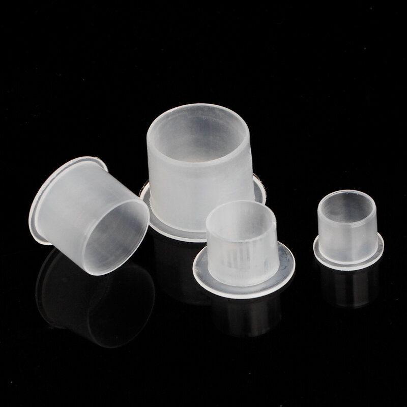500/1000 Buah S/M/L/XL Topi Cangkir Tinta Tato Plastik Topi Wadah Tempat Pigmen Bening dengan Bawah untuk Persediaan Pegangan Ujung Jarum
