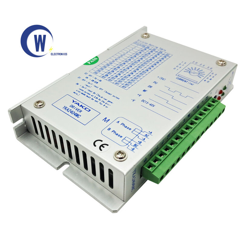 Yako original stepper motor driver yka2404mc phase current below 4.0a voltage range: dc12-40v from 0.1a/phase to 4.0a/phase