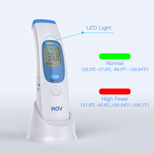 Thermomètre infrarouge professionnel AOV thermomètre de mesure de température 1 seconde temporel numérique avec indicateur de fièvre