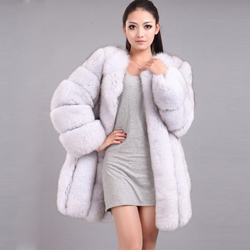 Hjqjljls-女性用の毛皮のようなコート,長くてふわふわの毛皮のコート,厚くて暖かい,冬の毛皮のジャケット2022