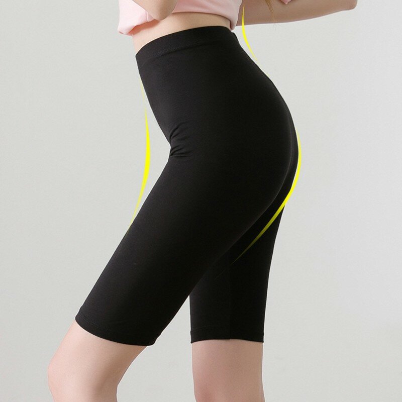 Leggings Capri monocromáticas femininas, calça curta de emagrecimento casual, estiramento alto, básico, modal, treino, plus size